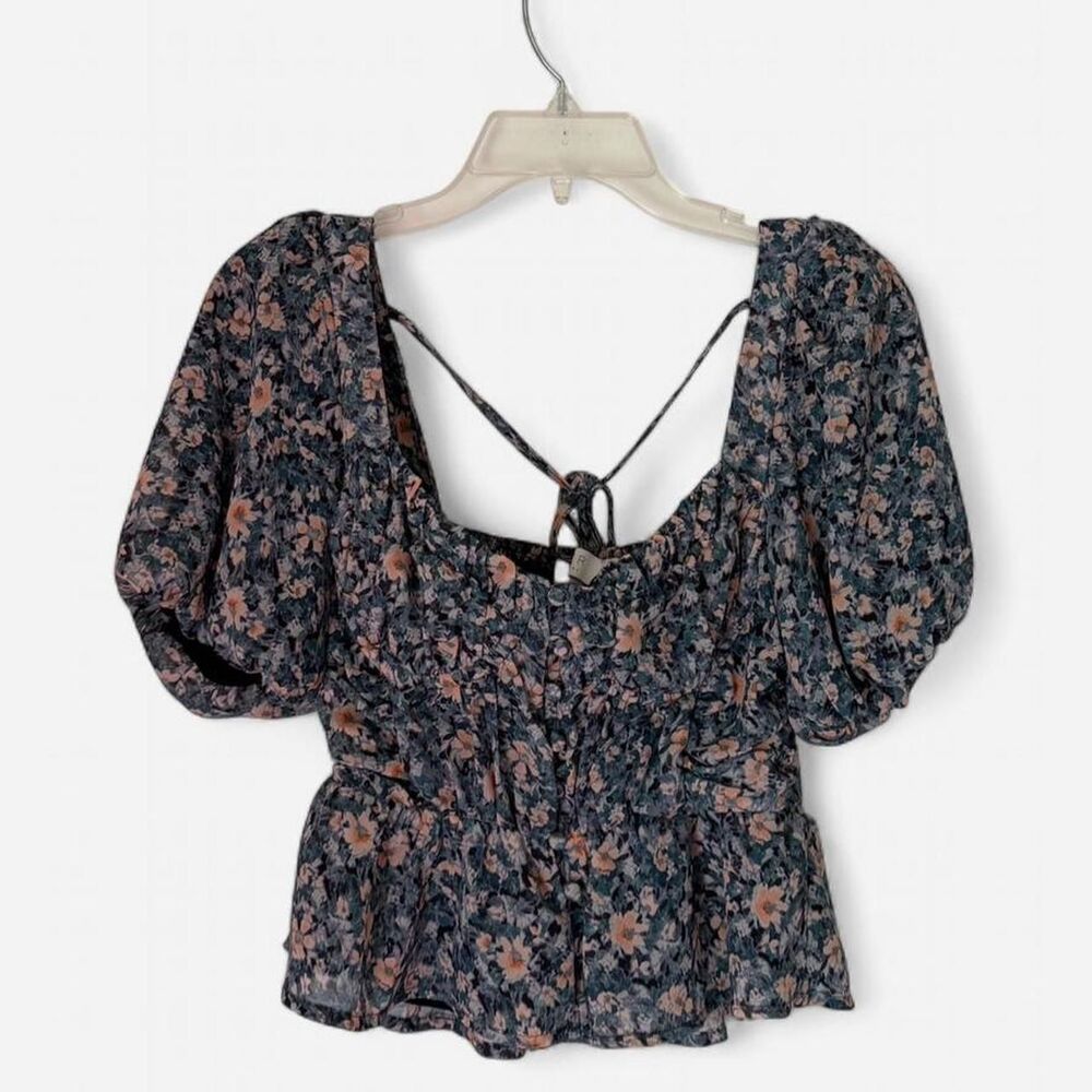 ASTR the Label Clairemont Top Blue Peach Multi Floral pattern XS underwire cups